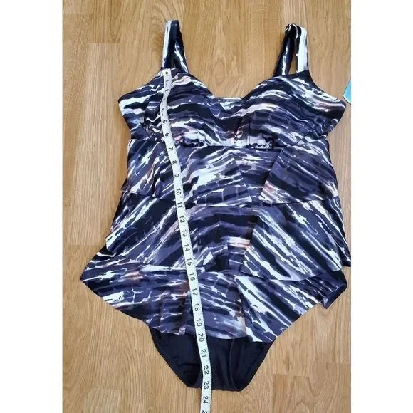 Swim Solutions Triple Tiered Tummy-Control 1-Piece - Picture 11 of 15